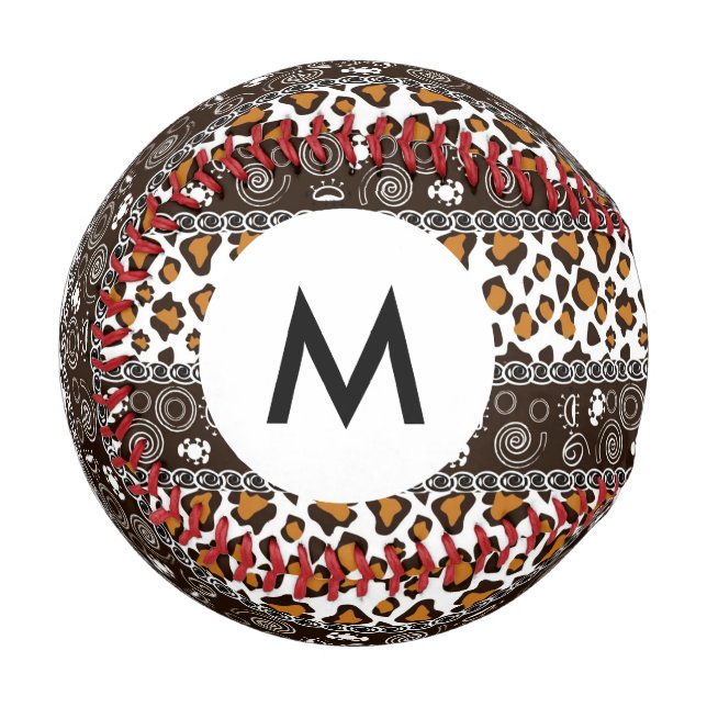Afrikanischer Monogramm-Druck mit Gesichtshautmust Baseball (Vorderseite Links)