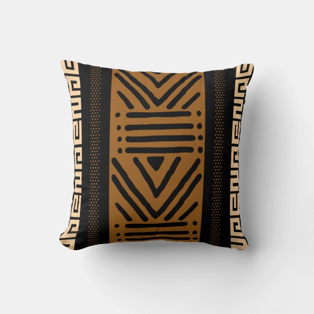 Afrikanischer Mudcloth-Bogolan-Stoffdesign-Wurfpfe Kissen (Vorderseite)