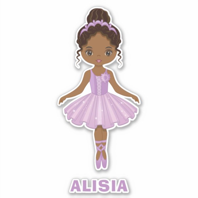 Afrikanischer Niedlicher Ballerina Girl Vinyl Stic Aufkleber (Vorderseite)