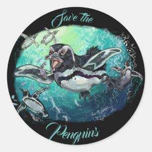 Afrikanischer Pinguin-fischartiges Fest Runder Aufkleber