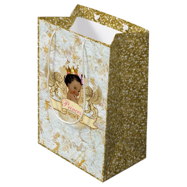Afrikanischer Prince|Princess eleganter Mittlere Geschenktüte (Rückseite Schrägansicht)