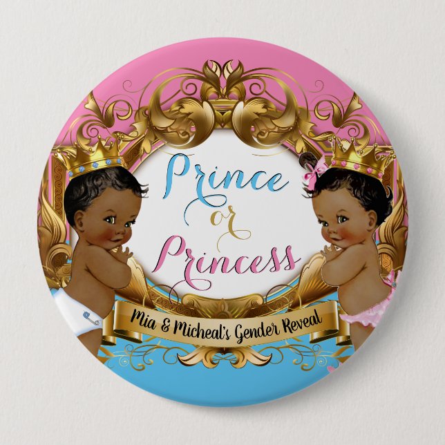 Afrikanischer Prinz oder Prinzessin Royal Gender R Button (Vorderseite)