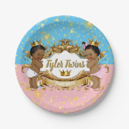 Afrikanischer Prinz/Prinzessin Rosa/Blau & Gold Gl Pappteller
