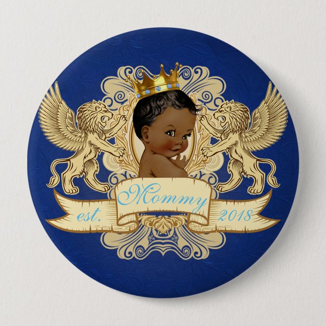 Afrikanischer Prinz Royal Birthday/Babyparty-Knopf Button (Vorderseite)