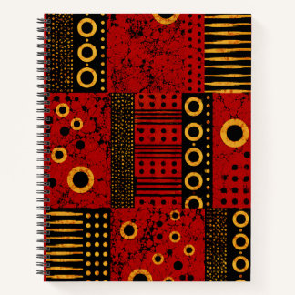 Afrikanischer roter Sonnenstrahl-Tribal-Patchwork- Notizbuch