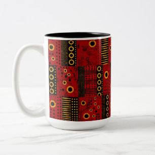 Afrikanischer roter Sonnenstrahl-Tribal-Patchwork- Zweifarbige Tasse