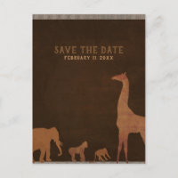 Afrikanischer Safari-Jungle-Zoo Save the Date Vint