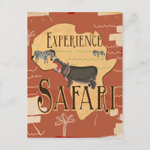 Afrikanischer Safari Vintage Reiseplakat Postkarte