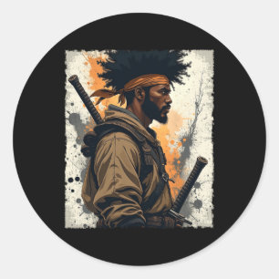 Afrikanischer Samurai Afroamerikanischer Bushido-K Runder Aufkleber