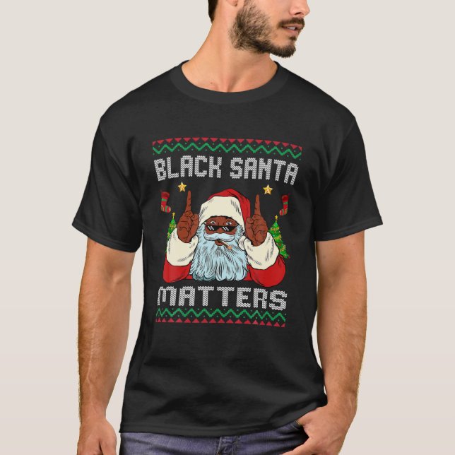 Afrikanischer Santa Black Christmas Pajama Fami T-Shirt (Vorderseite)