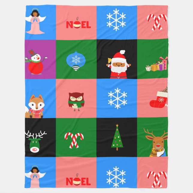 Afrikanischer Santa-Claus-Farbblockdecke Fleecedecke (Vorderseite)