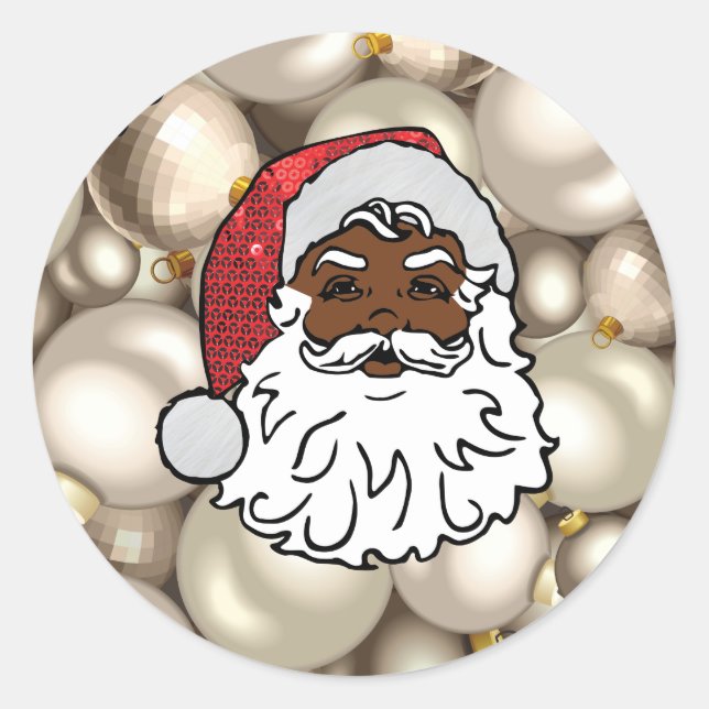 afrikanischer Santa-Claus Runder Aufkleber (Vorderseite)
