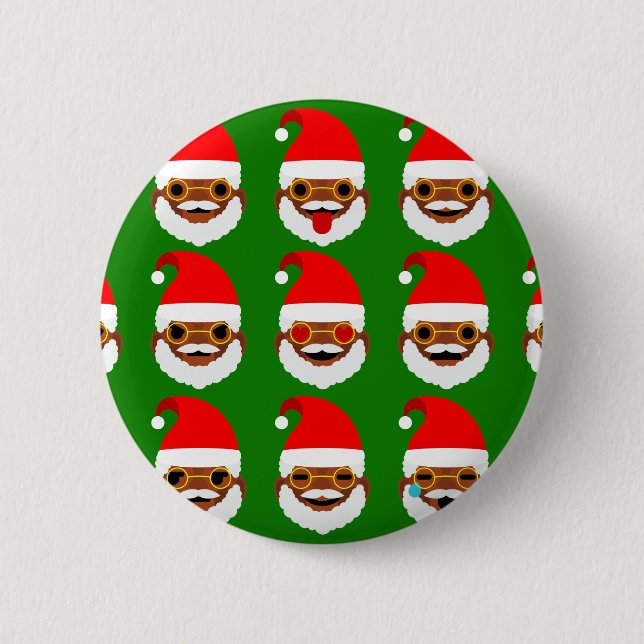 Afrikanischer Santa Emoji Emoticons Button (Vorderseite)