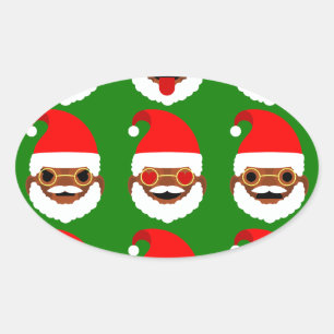 Afrikanischer Santa Emoji Emoticons Ovaler Aufkleber