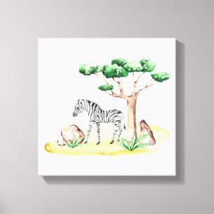 Afrikanischer Savannen-Zebra-Akazienbaum Natur Leinwanddruck