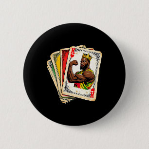 Afrikanischer Schwarzer König von Herzen Schwarzer Button