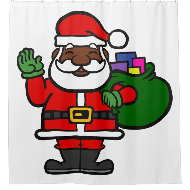afrikanischer schwarzer Santa-Claus xmas Duschvorhang (Vorderseite)
