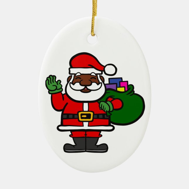 afrikanischer schwarzer Santa-Claus xmas Keramik Ornament (Vorne)