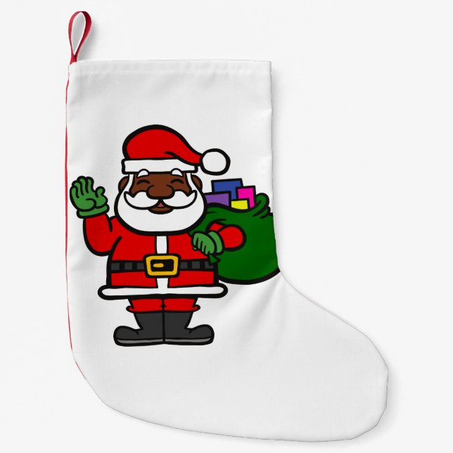 afrikanischer schwarzer Santa-Claus xmas Kleiner Weihnachtsstrumpf (Vorderseite)