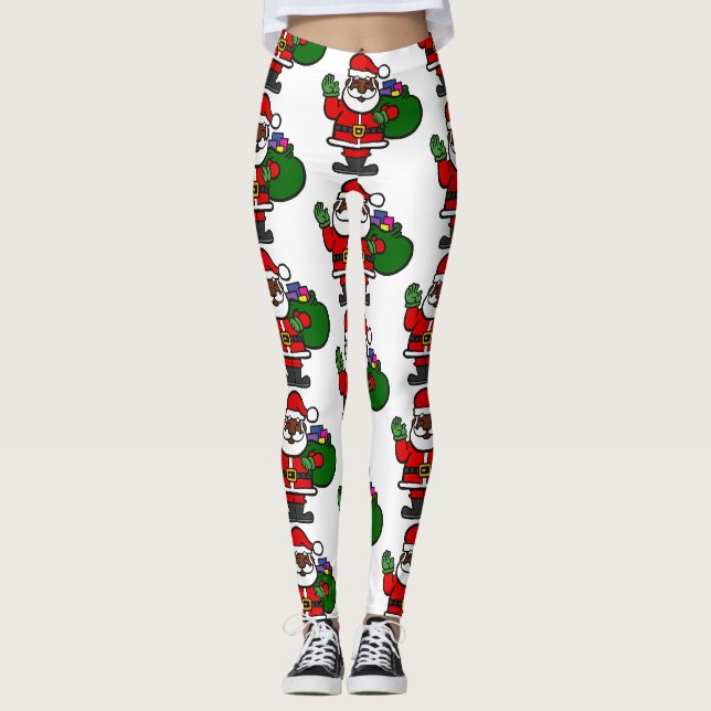 afrikanischer schwarzer Santa-Claus xmas Leggings (Vorderseite)