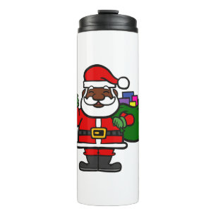 afrikanischer schwarzer Santa-Claus xmas Thermosbecher