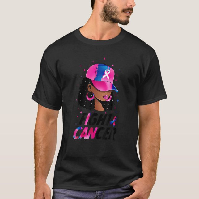 Afrikanischer Schwarzfrauenkrieger für Brustkrebs T-Shirt (Vorderseite)