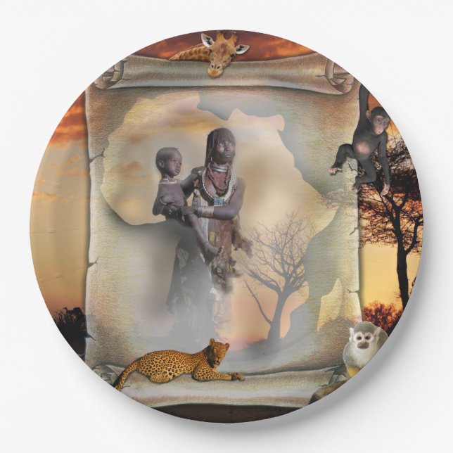 afrikanischer Scroll Pappteller (Vorderseite)