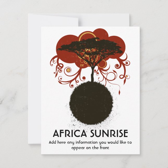 Afrikanischer Sonnenaufgang anpassbar Einladung (Vorderseite)