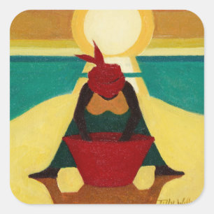 Afrikanischer Sonnenuntergang 2009 Quadratischer Aufkleber