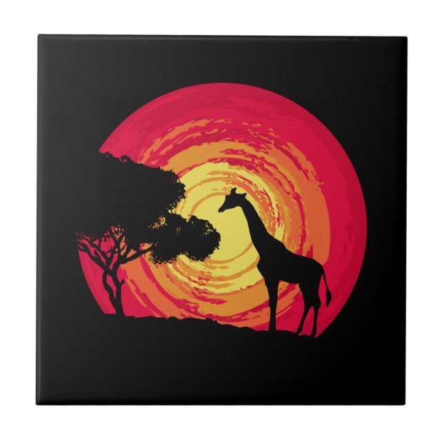 Afrikanischer Sonnenuntergang Fliese (Vorderseite)