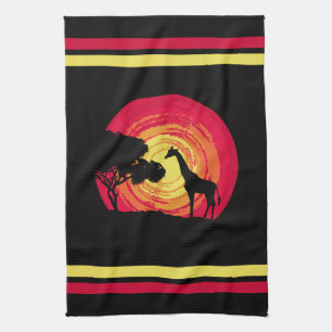 Afrikanischer Sonnenuntergang Geschirrtuch