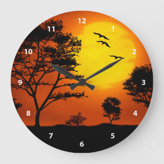 Afrikanischer Sonnenuntergang Große Wanduhr