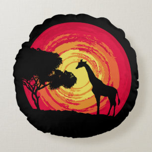 Afrikanischer Sonnenuntergang Rundes Kissen