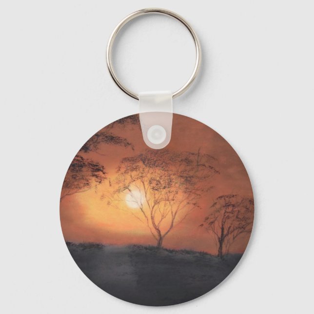 Afrikanischer Sonnenuntergang Schlüsselanhänger (Vorderseite)