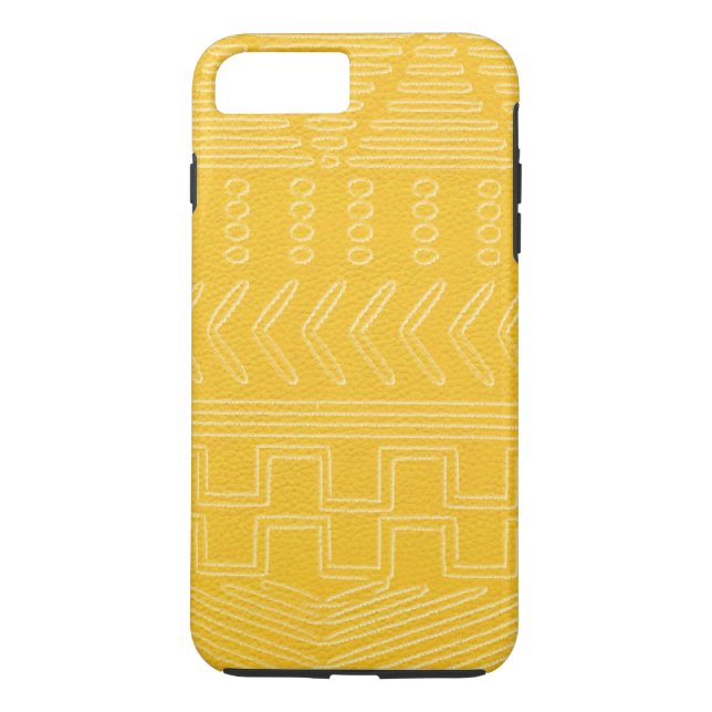 Afrikanischer Stamm-Mudcloth-Gelbleder-Look Case-Mate iPhone Hülle (Rückseite)