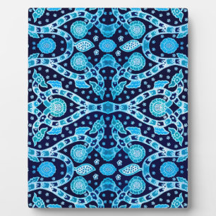 Afrikanischer Stammes-Batik Blau Fotoplatte