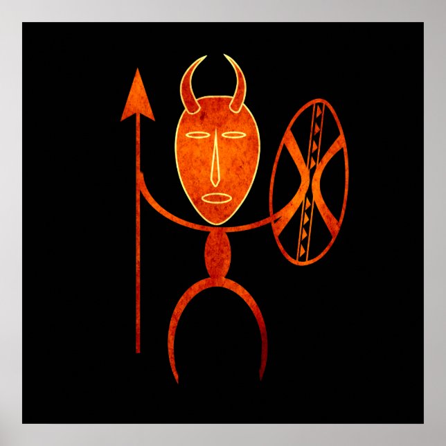 afrikanischer Stammeskrieger Poster (Vorne)