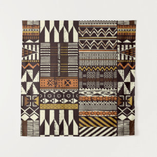 Afrikanischer Stammesstoff, abstrakt vintage. Wandteppich