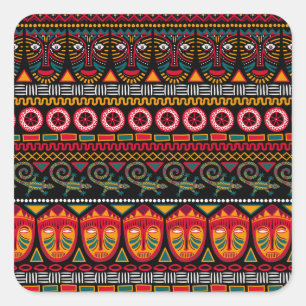 Afrikanischer Stil: Dekoratives Muster Delight. Quadratischer Aufkleber