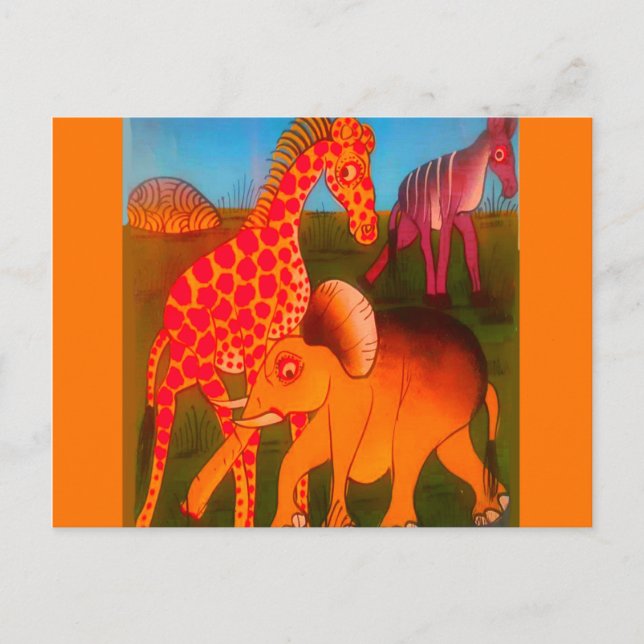 Afrikanischer Tierkunst-Druck Postkarte (Vorderseite)