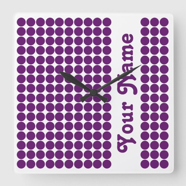 afrikanischer Violet Safari-Dot mit Namen Quadratische Wanduhr (Vorderseite)