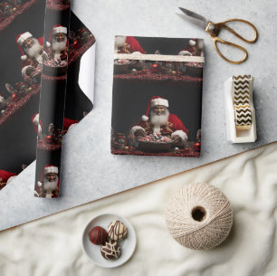 Afrikanischer Weihnachtsmann Candy Wrapping Paper Geschenkpapier