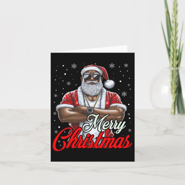 Afrikanischer Weihnachtsmann Pajama Cool Black Karte (Vorderseite)