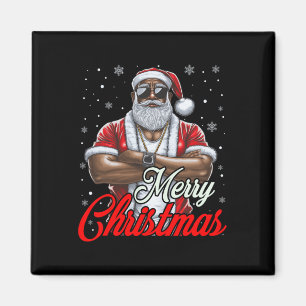 Afrikanischer Weihnachtsmann Pajama Cool Black Magnet