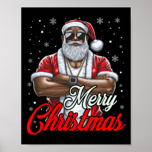 Afrikanischer Weihnachtsmann Pajama Cool Black Poster