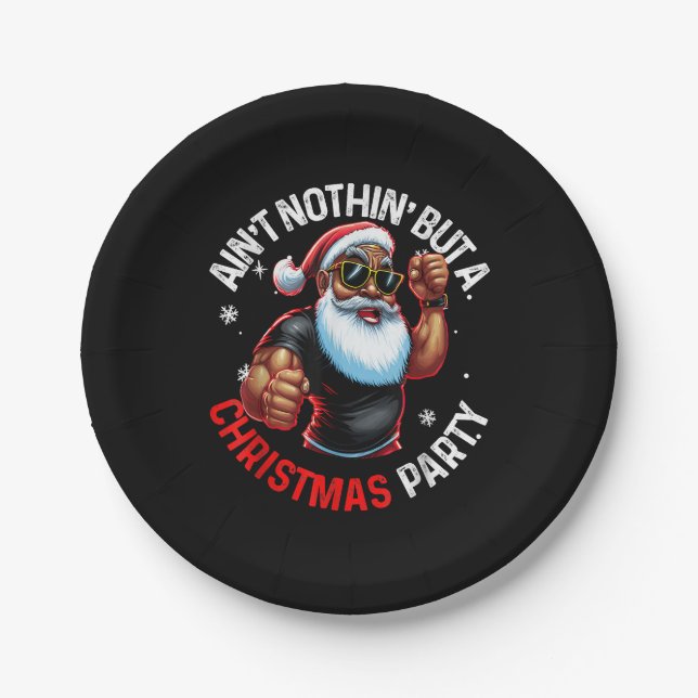Afrikanischer Weihnachtsmann Pajama Pappteller (Vorderseite)