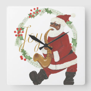Afrikanischer Weihnachtsmann Quadratische Wanduhr
