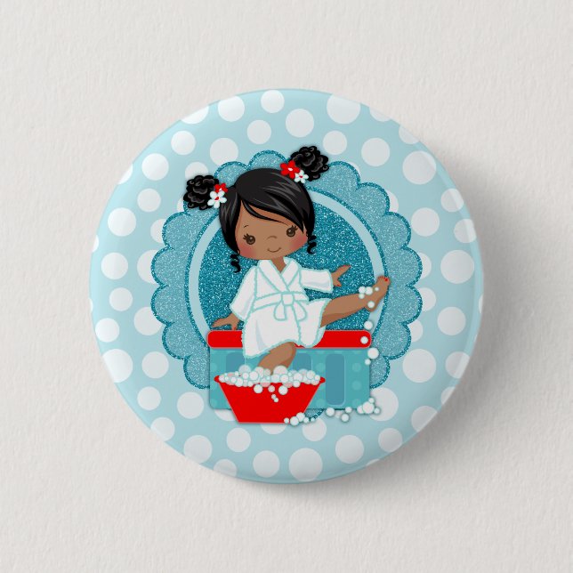 Afrikanischer Wellness-Center Girl Bubbles Türkis  Button (Vorderseite)