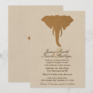 Afrikanischer wilder Elefant-Vintage Hochzeit Einladung