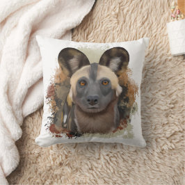 Afrikanischer Wildhund | Abstrakter Paint-Spritzer Kissen